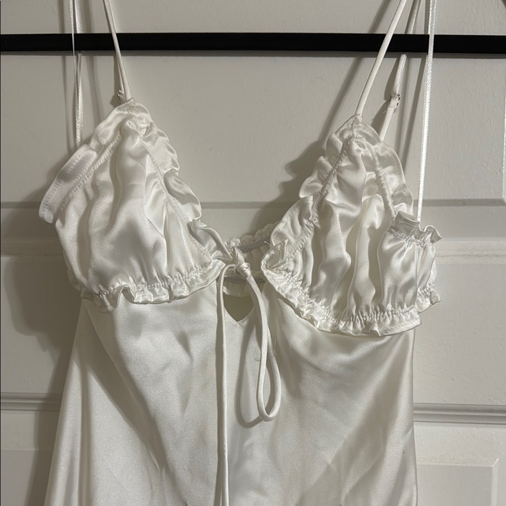 White Chemise with Lace Detail and Adjustable Straps